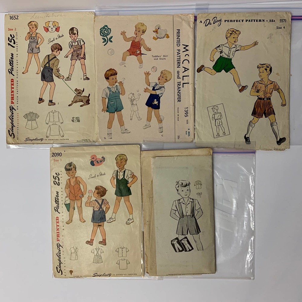 Vintage Sewing Pattern Boys‎ Assorted Sizes Lot of 5
